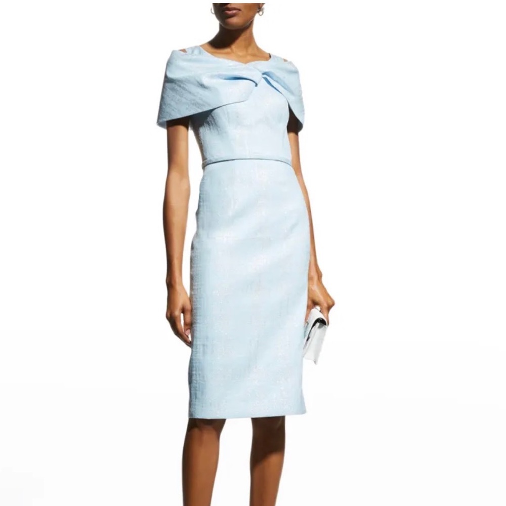 Rickie Freeman for Teri Jon Stretch Metallic Jacquard Sheath Dress